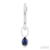 5x3 MM Bezel Set Pear Cut Sapphire Precious Fashion Huggie Earrings in 14K White Gold